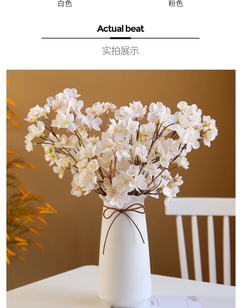Artificial Silk Cherry Blossom Branch – 41cm Peach Floral for Wedding Decor