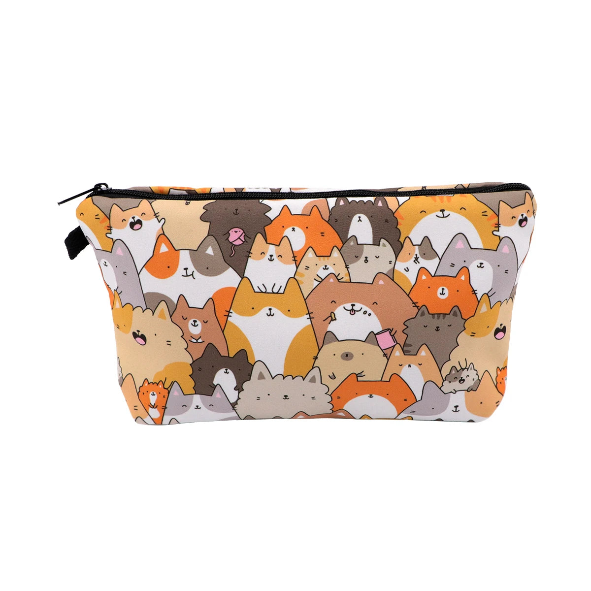 Large Animal Makeup Bag – Flamingo Cat Print Organizer for Travel Cosmetics