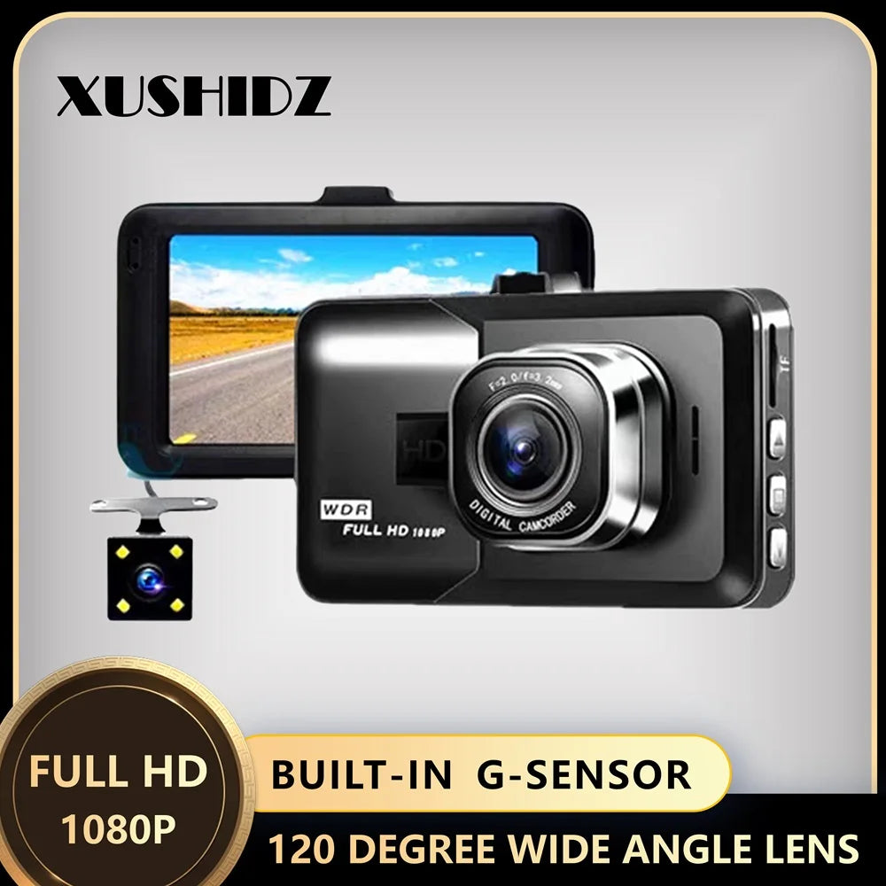 Dual Channel Dash Camera – Full HD 1080P Night Vision for Vehicle Security