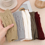 Soft Wool Half Finger Gloves – Warm Knit Arm Mittens for Winter Outdoor