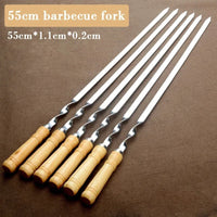 Stainless Steel BBQ Skewers – 55cm Long Handle Grill Sticks for Outdoor Cooking