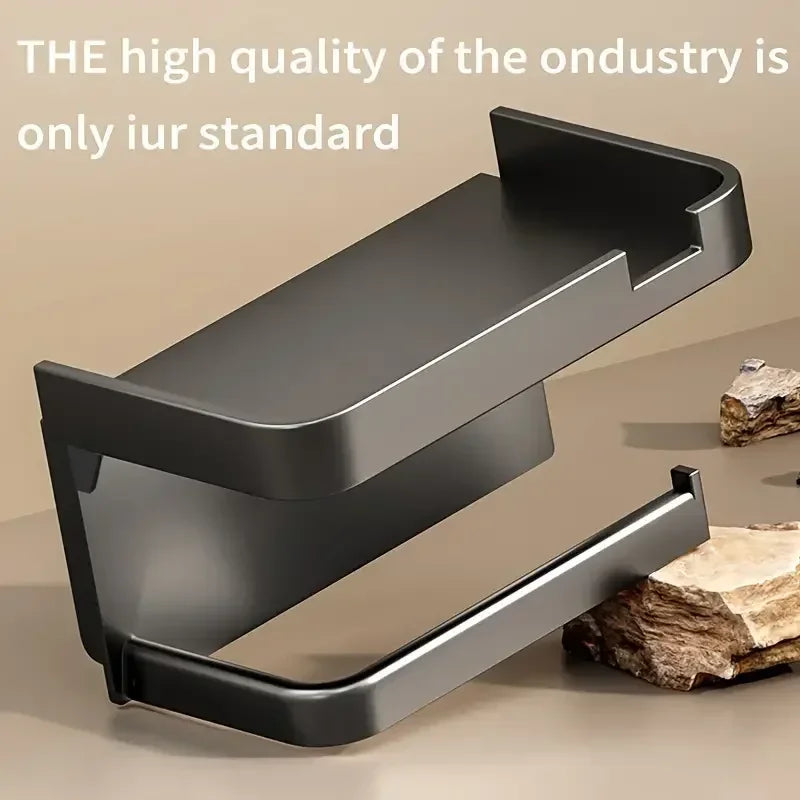 Wall Mounted Toilet Paper Holder – Plastic Storage Shelf for Bathroom