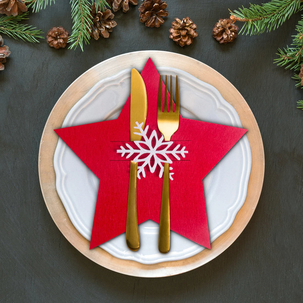 Christmas Tree Cutlery Holders – Festive Felt Tableware Decor for Holiday Dining