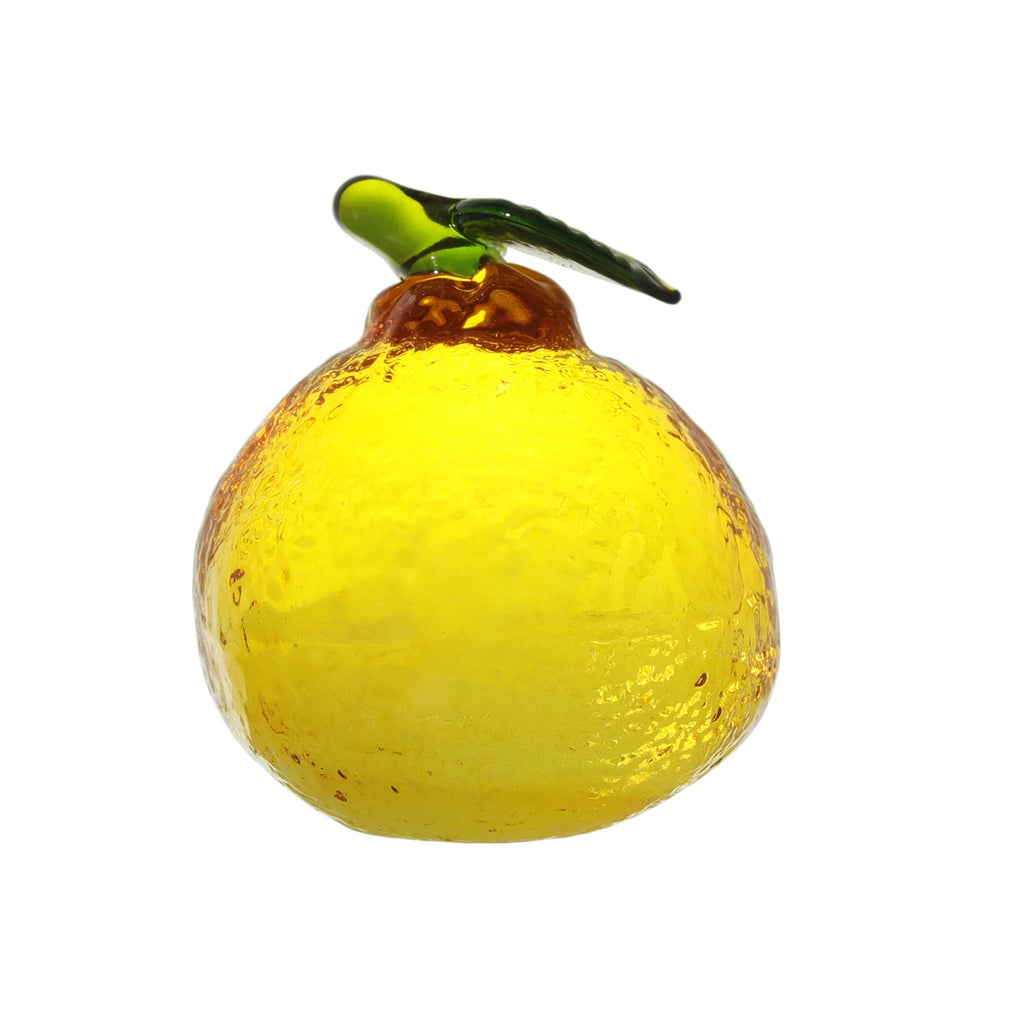 Hand Blown Glass Figurine – Yellow Crystal Fruit Paperweight for Home Decor