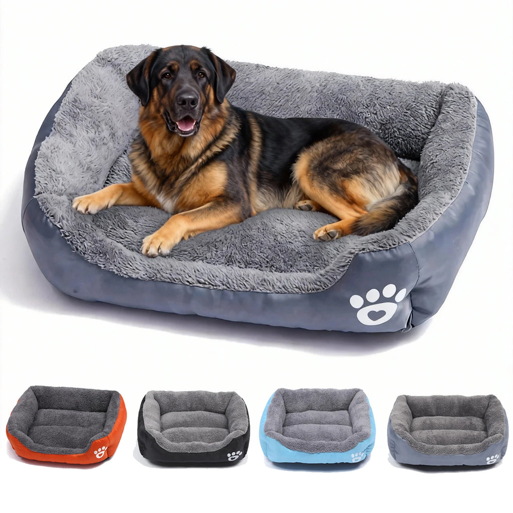 Soft Square Dog Bed – Warm Washable Cushion for Medium to Large Dogs