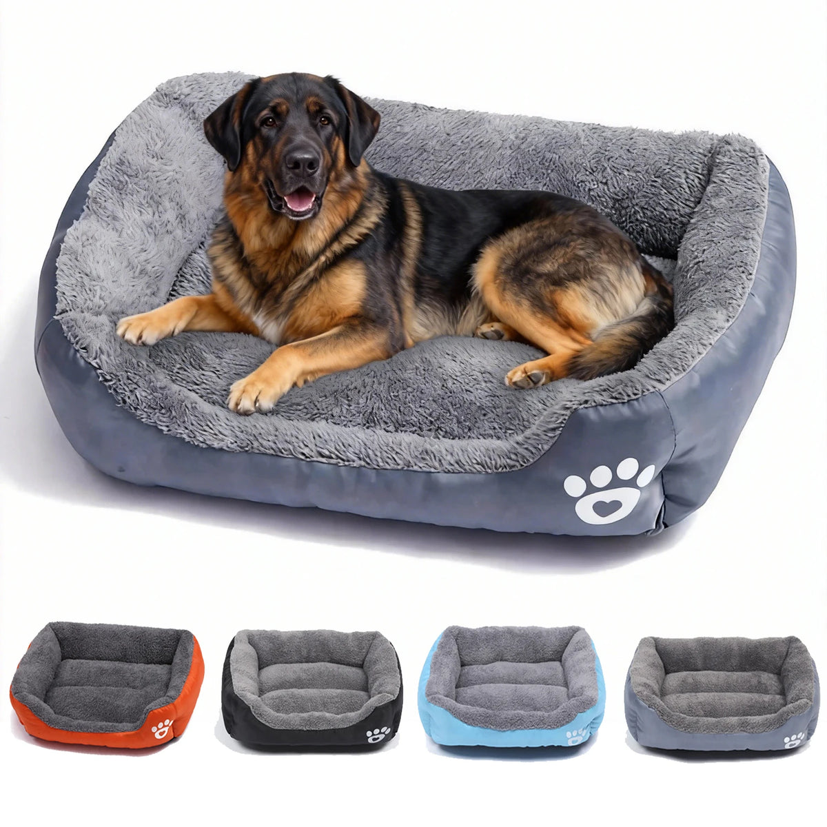 Soft Square Dog Bed – Warm Washable Cushion for Medium to Large Dogs