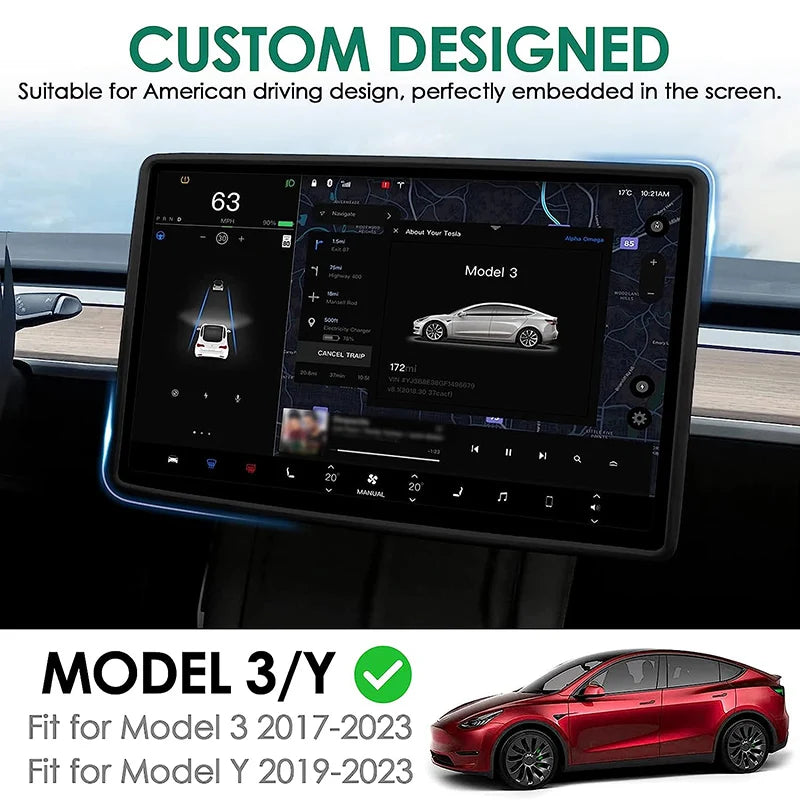 Silicone Screen Frame Protector – Anti-Collision Cover for Tesla Model 3 Y