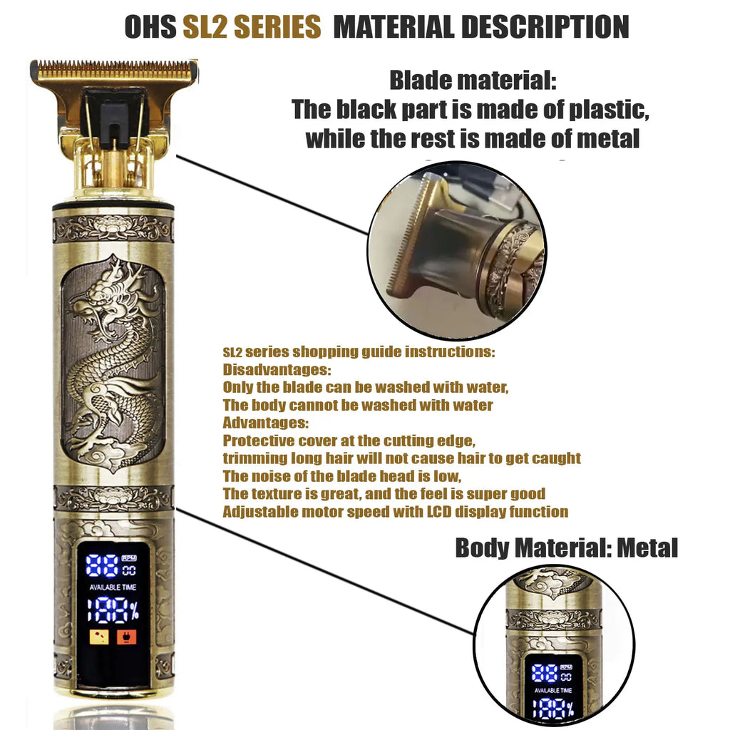 Cordless Electric Hair Trimmer – Professional Barber Shaver for Men