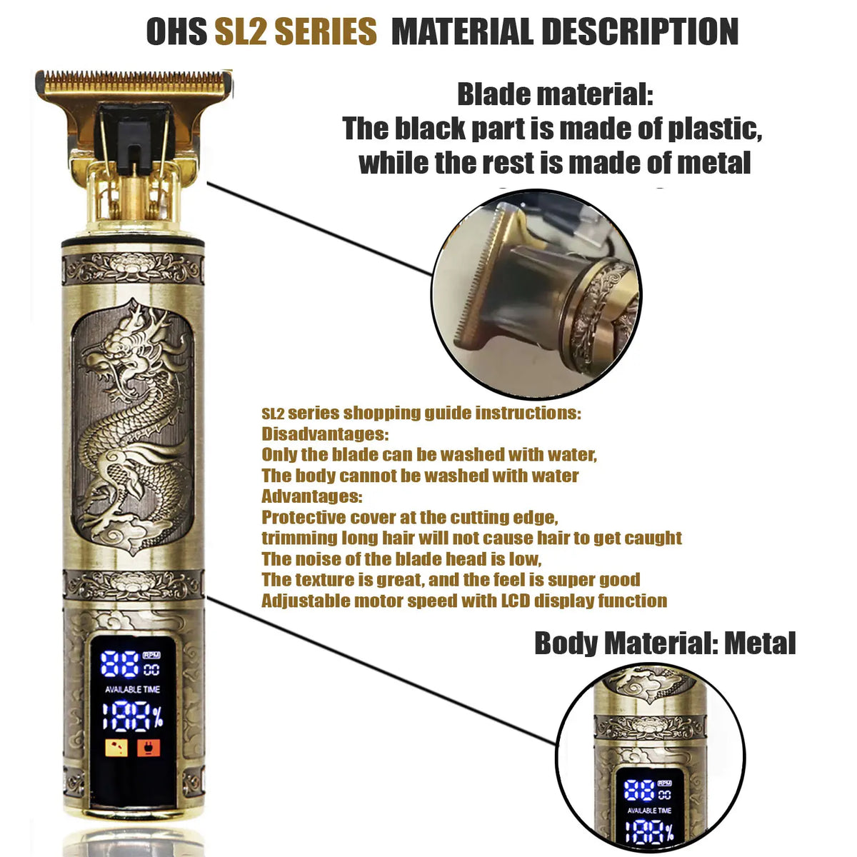 Cordless Electric Hair Trimmer – Professional Barber Shaver for Men