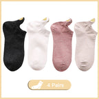 Embroidered Heart Ankle Socks – Cute Cotton Casual Footwear for Women