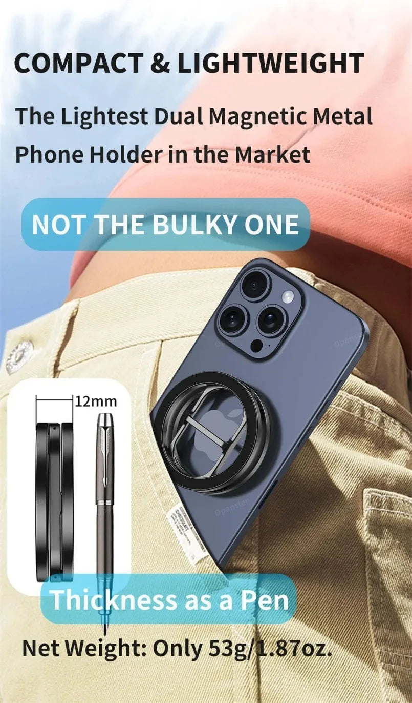 Magnetic Phone Ring Holder – Double-Sided Kickstand for MagSafe iPhone