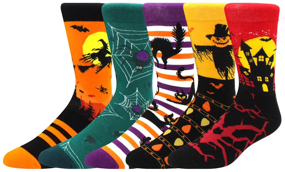 Cotton Novelty Crew Socks – Colorful Animal Print for Casual Halloween Wear