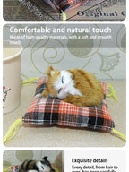 Realistic Plush Cat Figurine – Sleeping Animal Ornament for Desktop Decor