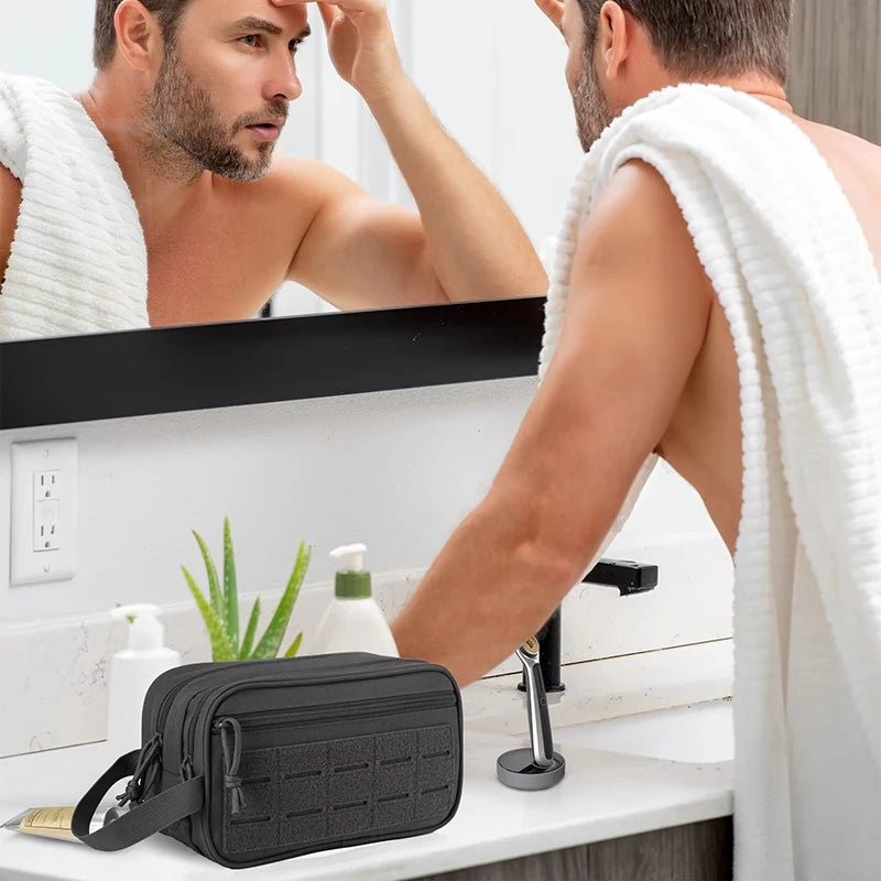 Tactical Waterproof Toiletry Bag – Molle Dopp Kit for Travel and Outdoors