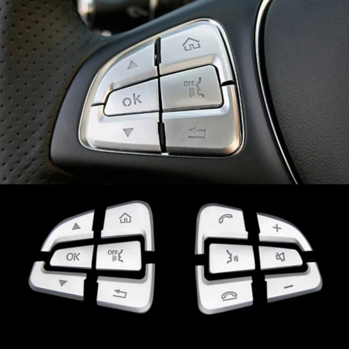 Steering Wheel Button Trim – Decorative Stickers for Mercedes Benz Interior