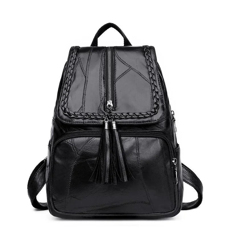 Leather Designer Backpack – Large Capacity Women’s Bag for Travel and School