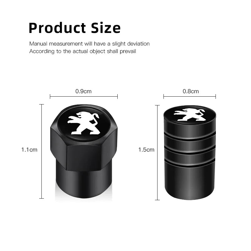 Metal Car Tire Valve Caps – Logo Emblem Decoration for Peugeot Vehicles