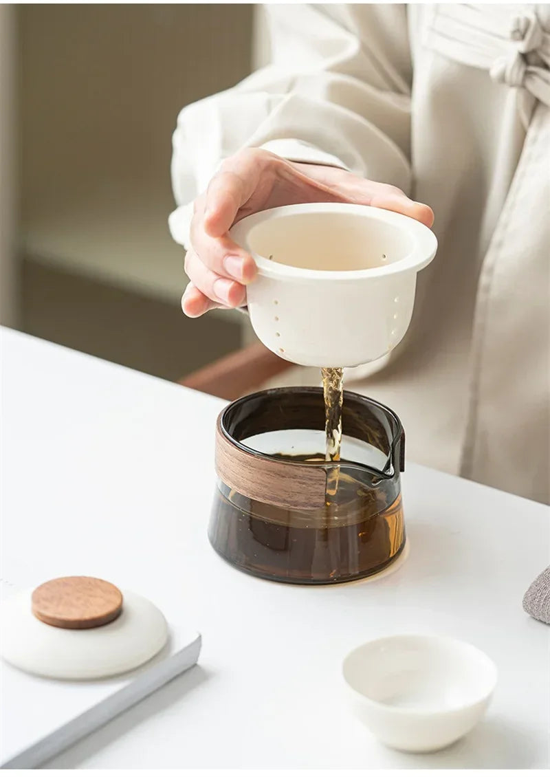 Portable Travel Tea Set – Ceramic Teapot and Cups for Camping