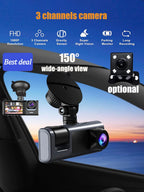 Triple Lens Dash Cam – 1080P Front and Rear Vehicle Recorder for Night Vision