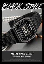 Retro LED Digital Watch – Stainless Steel Wristwatch for Men