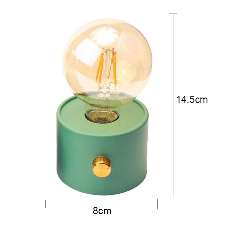 Retro LED Battery Powered Bulb Lamp – Portable Desktop Light for Bedroom Decor