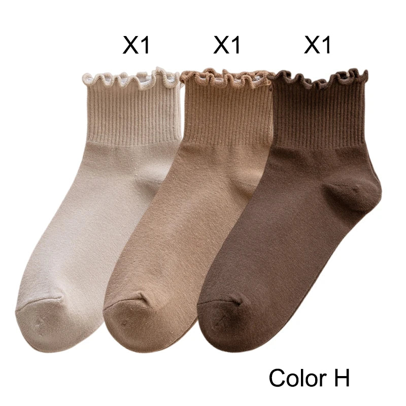 Ruffled Ankle Socks – Breathable Japanese Style Kawaii Hosiery for Women
