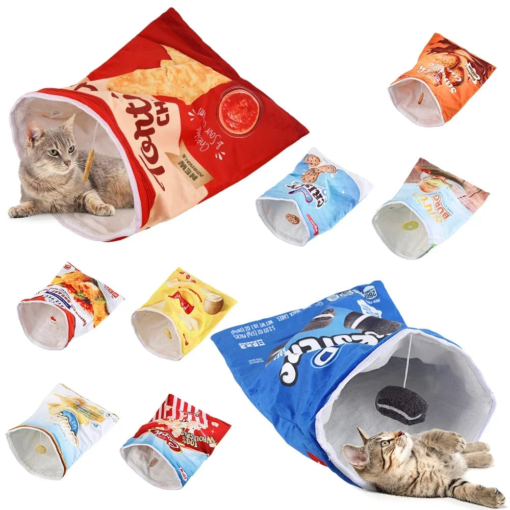 Collapsible Halloween Cat Tunnel – Gourmet Pattern Interactive Pet Toy