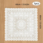 Embroidered Lace Tablecloth – Vintage White Floral Cover for Wedding Party