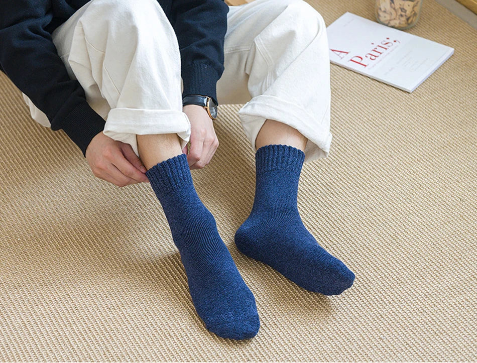 Thermal Terry Winter Socks – Thick Unisex Crew for Cold Weather