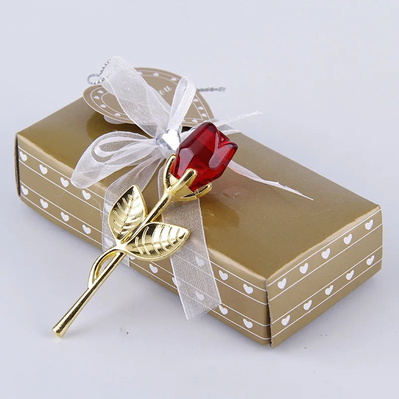 Crystal Rose Ornament – Mini Glass Flower for Valentine's Day Gift