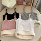 Velvet Corset Tank Top – Slim Fleece Winter Base Layer for Women