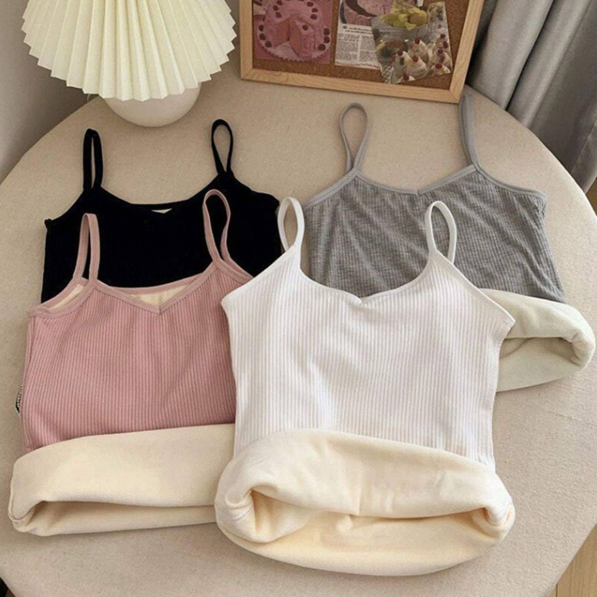 Velvet Corset Tank Top – Slim Fleece Winter Base Layer for Women