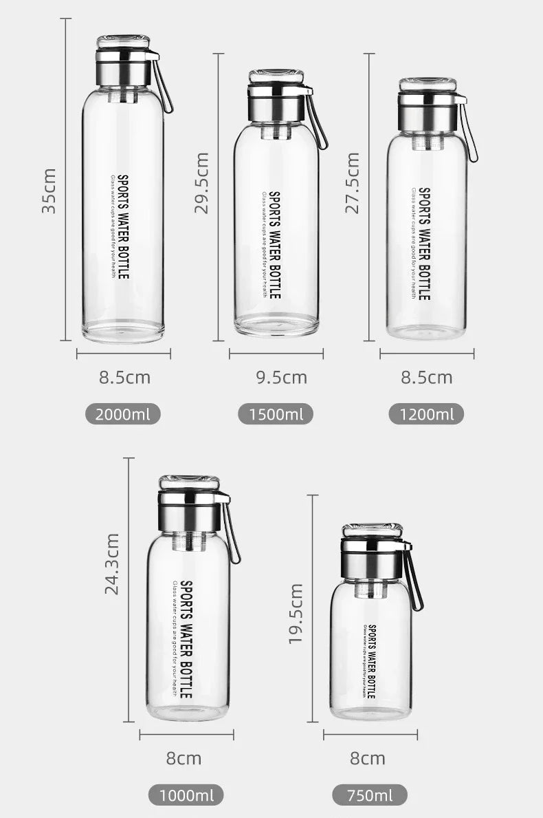 Large Capacity Glass Water Bottle – Transparent Milk Juice Cup for Outdoor Sports