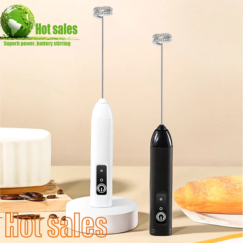 Electric Handheld Milk Frother – Portable Battery Foam Mixer for Coffee