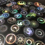 Glitter Gold PET Adhesive Stickers – Celestial Stars and Moon for Journaling