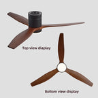 Solid Wood Ceiling Fan – 42/52 Inch LED Light for Living Room Dining