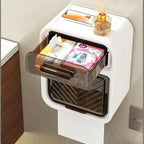 Wall Mounted Toilet Paper Holder – Double Layer Storage for Bathroom Organization