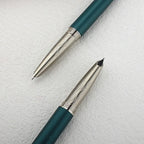 Calligraphy Fountain Pen – Bent Nib Silver Green for Painting and Office