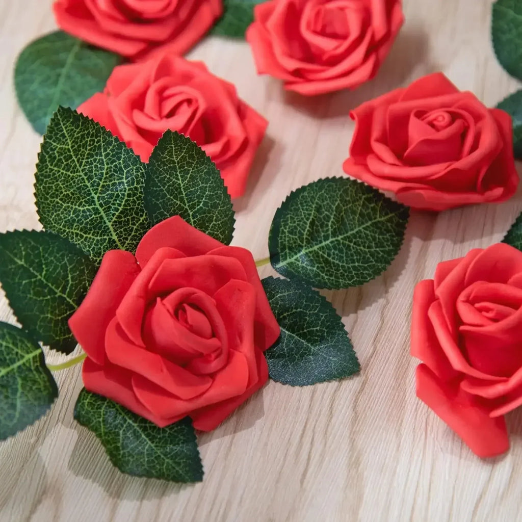 Artificial Foam Rose Heads – Realistic Silk Flowers for DIY Wedding Decor