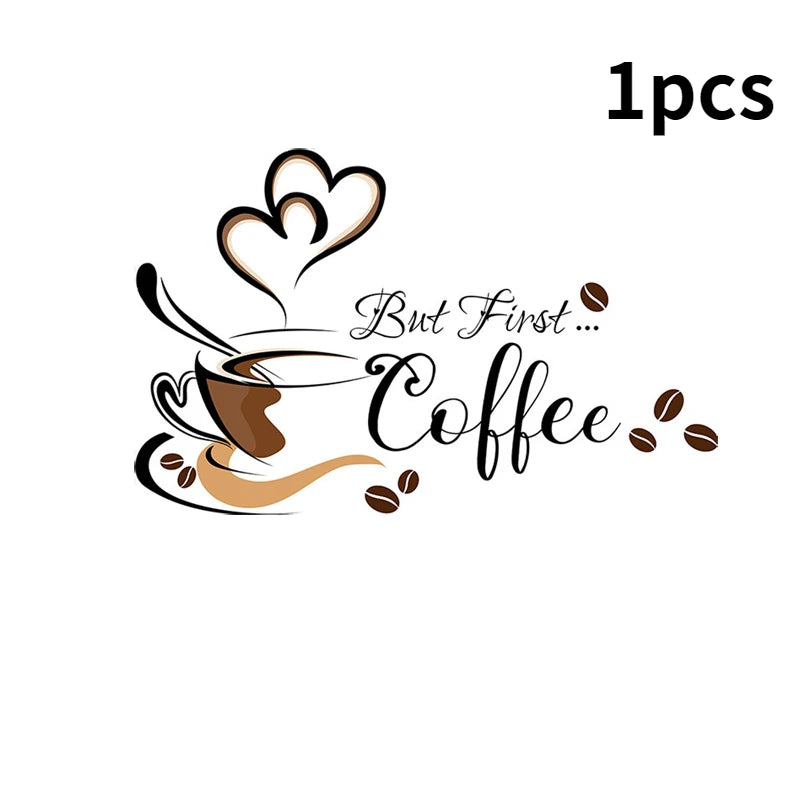 Coffee Cup Wall Stickers – Adhesive Vinyl Decals for Cafe Kitchen Decor