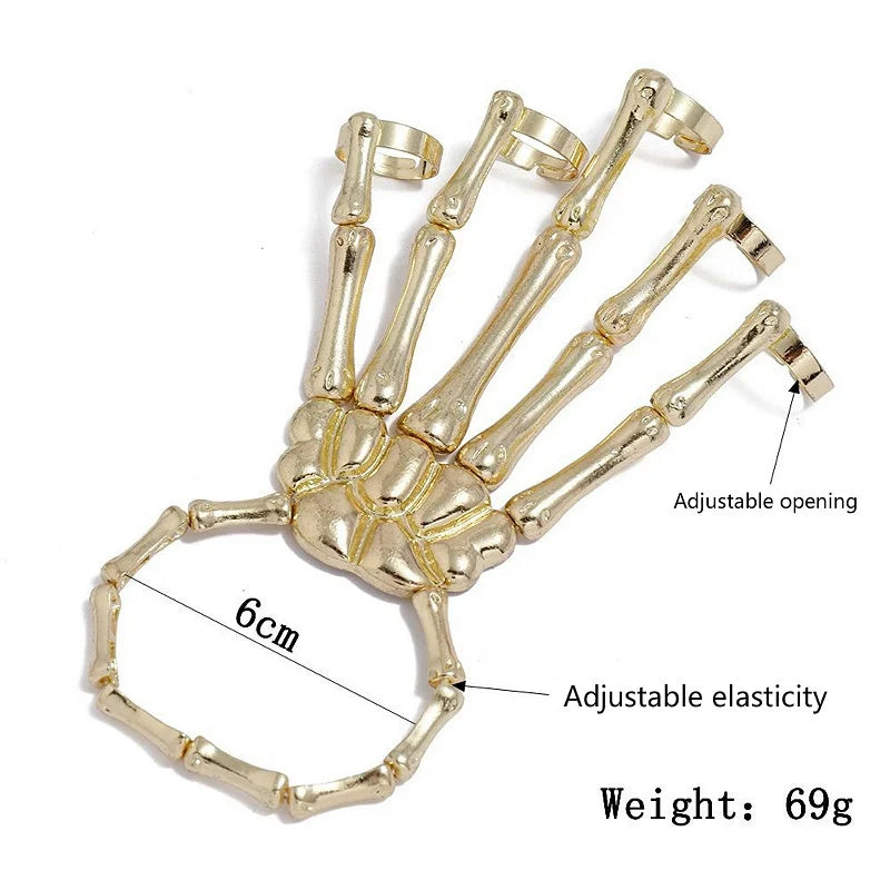 Skeleton Hand Bracelet – Adjustable Gothic Skull Bangle for Halloween Cosplay