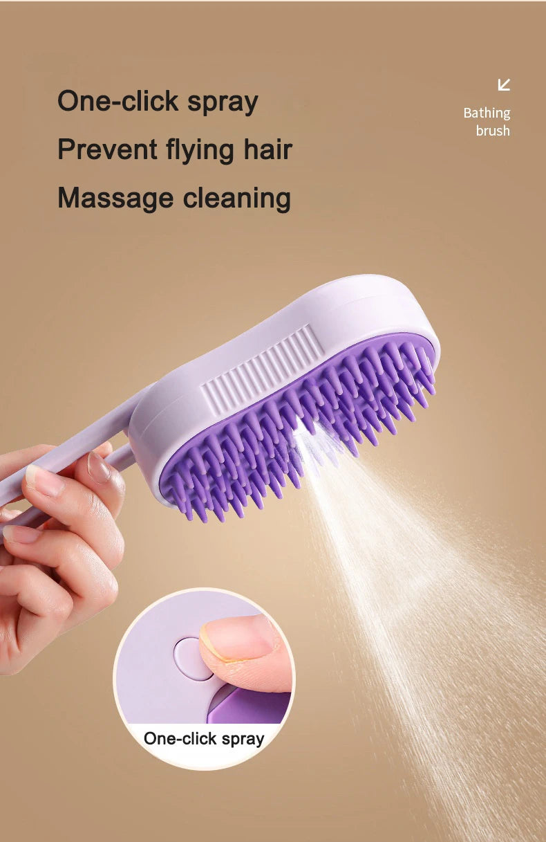 3-in-1 Pet Steam Grooming Brush – Electric Spray Comb for Dog and Cat Shedding