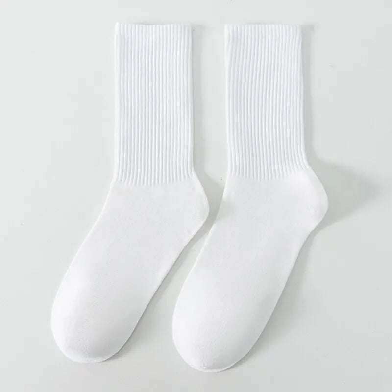 Cotton Crew Socks – Breathable Solid Color for Men Casual Streetwear