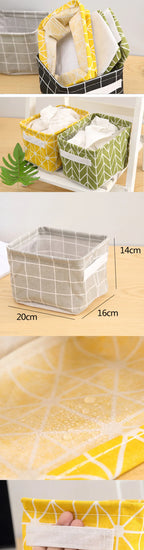Foldable Cotton Linen Storage Basket – Small Desktop Organizer for Home