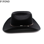 Vintage Wide Brim Cowboy Hat – Leather Western Style for Men and Women