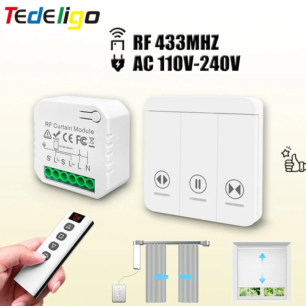 RF Curtain Switch Module – Wireless Remote Control for Motorized Roller Blinds