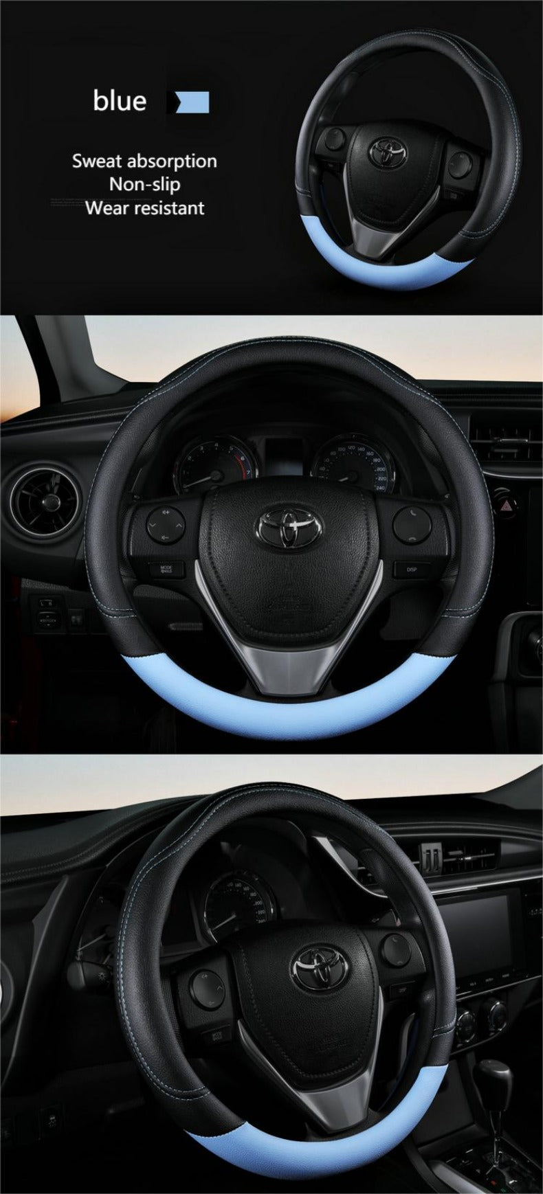 PU Leather Steering Wheel Cover – Non-Slip Grip for Universal Car Interior