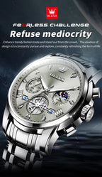 Quartz Chronograph Watch – Moon Phase Luminous Wristwatch for Men