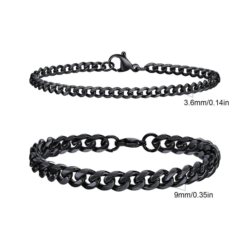 Stainless Steel Chain Bracelet – Men’s Trendy Cuban Link Wristband for Jewelry