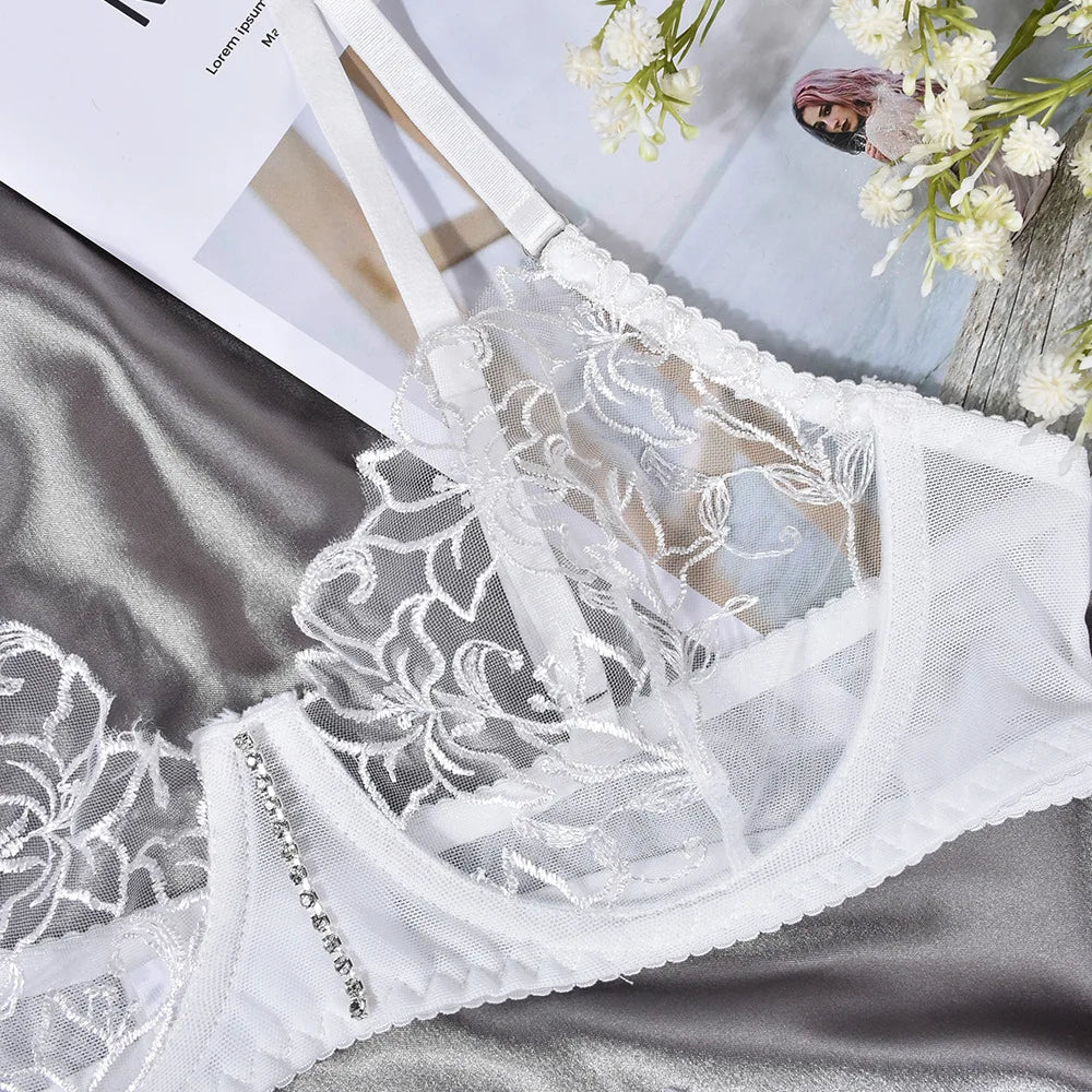 Lace Bra and Panty Set – Transparent Ruffle Lingerie for Sexy Boudoir Outfit